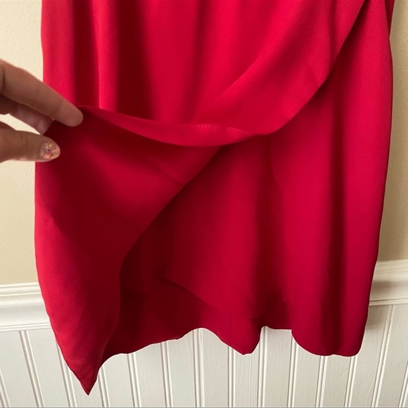 Helena Quinn red wrap dress size M silk poly blend - Picture 8 of 9
